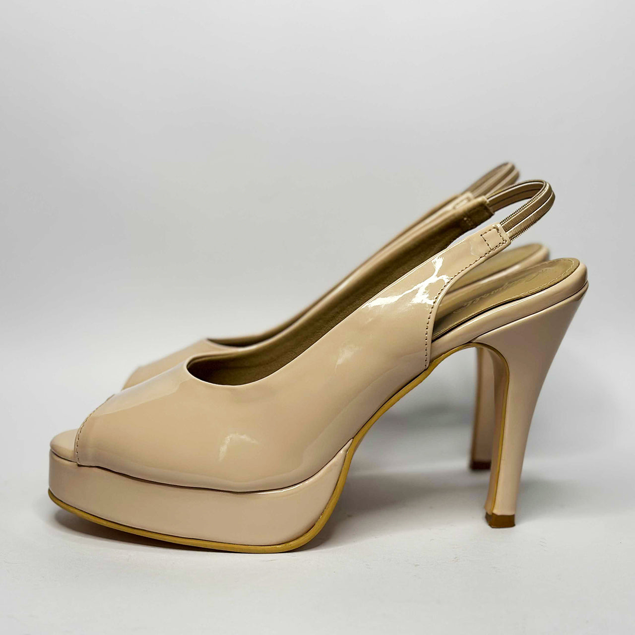 Beige Peep Toe Pumps
