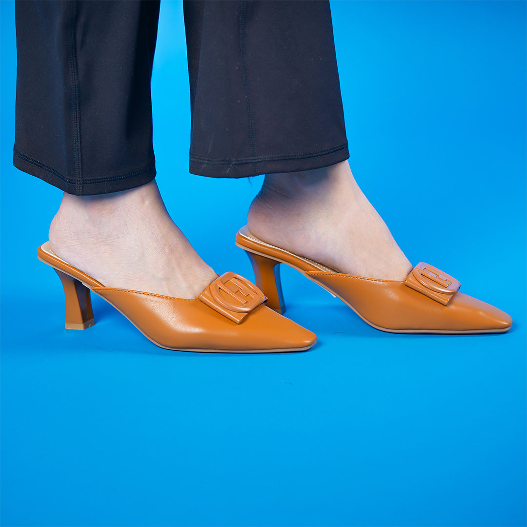 Formal Flair Tan Slip-On Heels