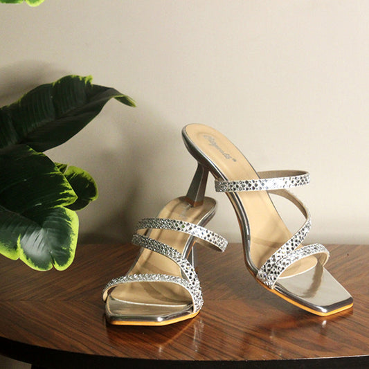 Silver Chic Strappy Heels