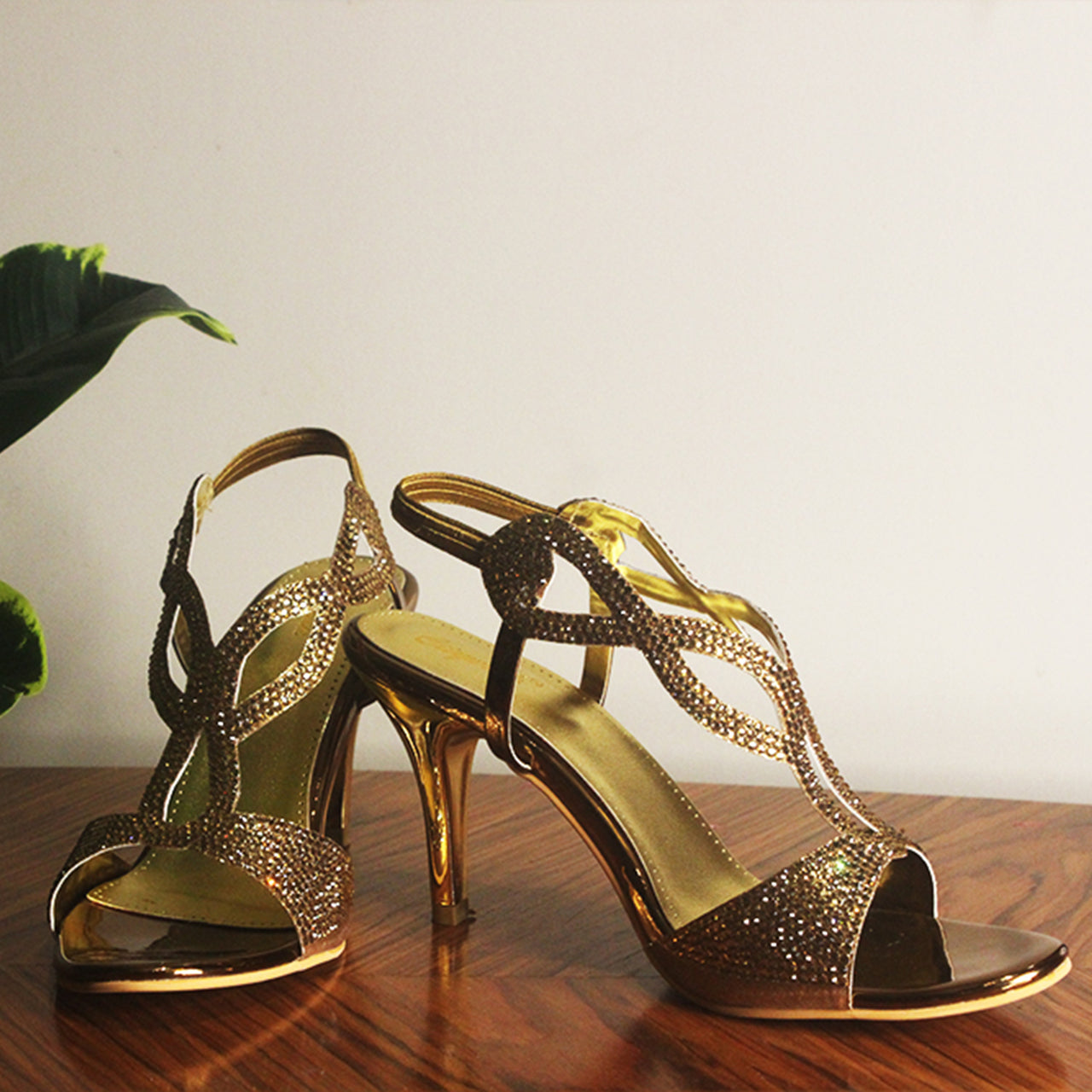 Golden Rhinestone Heels